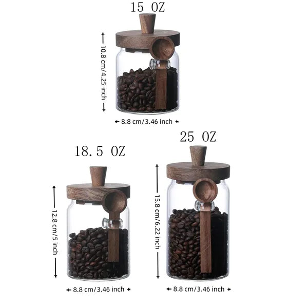 3 tarros de cristal para café con cucharas, tarros para dulces, tarros para galletas, tarros de almacenamiento, tarros para té, tarros para aperitivos, tarros para condimentos, tarros para sal, tarros para pimienta