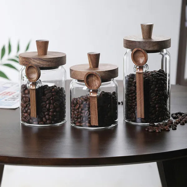 3 tarros de cristal para café con cucharas, tarros para dulces, tarros para galletas, tarros de almacenamiento, tarros para té, tarros para aperitivos, tarros para condimentos, tarros para sal, tarros para pimienta