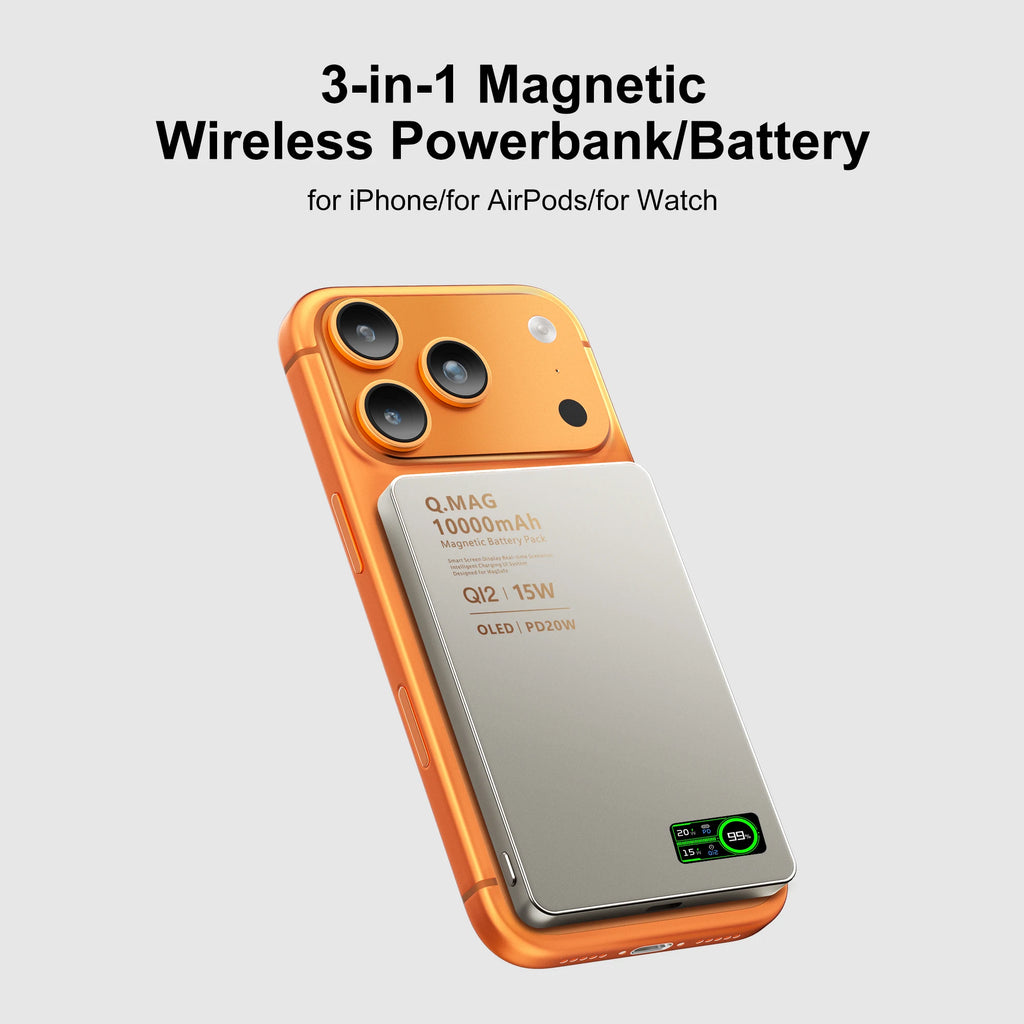 Batería Externa Magnética Portátil  – Carga Inalámbrica Rápida para iPhone Apple Watch y AirPods – 5000/10000mAh