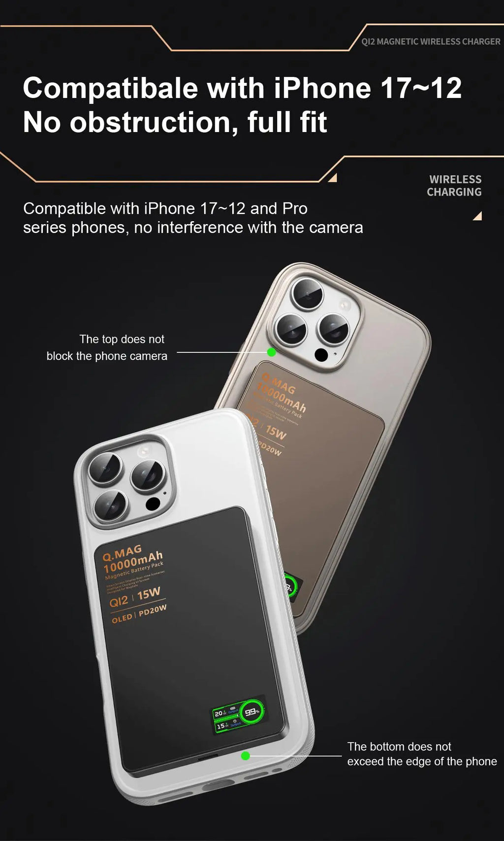 Batería Externa Magnética Portátil  – Carga Inalámbrica Rápida para iPhone Apple Watch y AirPods – 5000/10000mAh