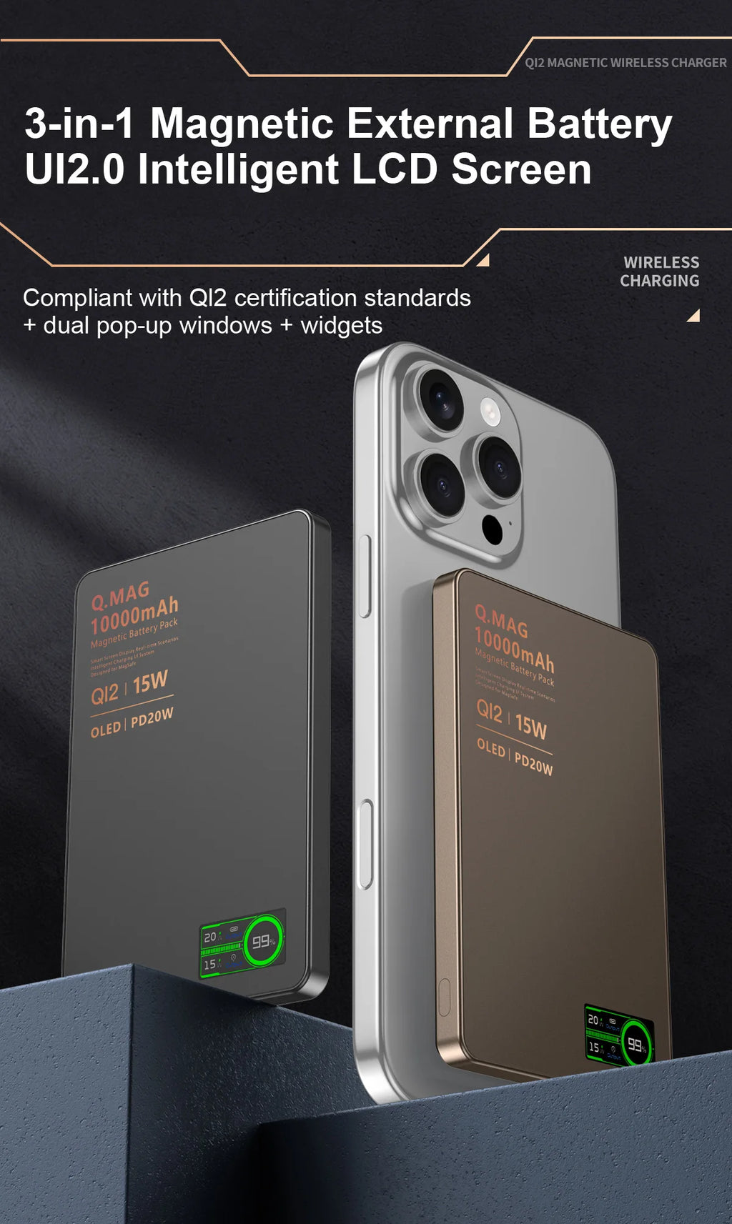 Batería Externa Magnética Portátil  – Carga Inalámbrica Rápida para iPhone Apple Watch y AirPods – 5000/10000mAh