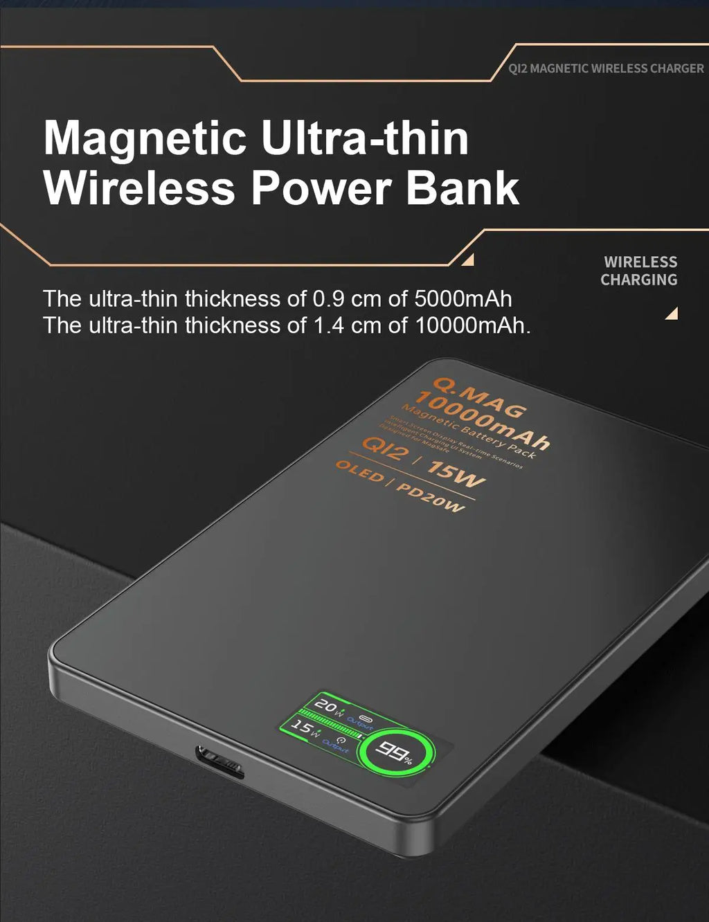 Batería Externa Magnética Portátil  – Carga Inalámbrica Rápida para iPhone Apple Watch y AirPods – 5000/10000mAh