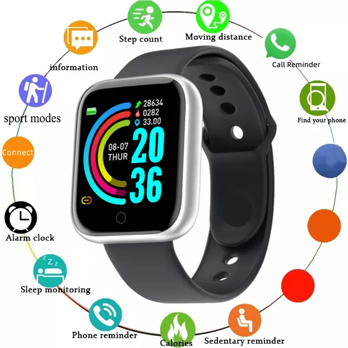 Reloj inteligente, pulsera con mensaje, monitor de actividad física