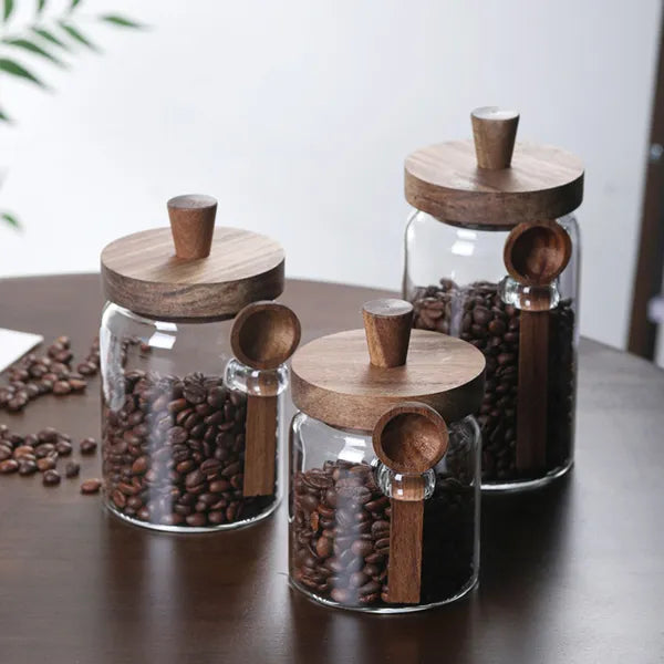 3 tarros de cristal para café con cucharas, tarros para dulces, tarros para galletas, tarros de almacenamiento, tarros para té, tarros para aperitivos, tarros para condimentos, tarros para sal, tarros para pimienta